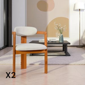 Chaise design écrue - dossier minimaliste (lot de 2) BOMA